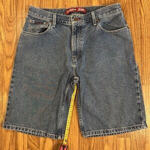 Vintage Tommy Jeans Denim Shorts Mens 33 Blue Baggy Loose Fit Y2K Skater